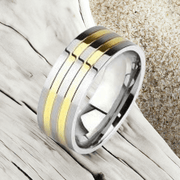 ACED  - GOLD AND SILVER STRIPED MENS RING